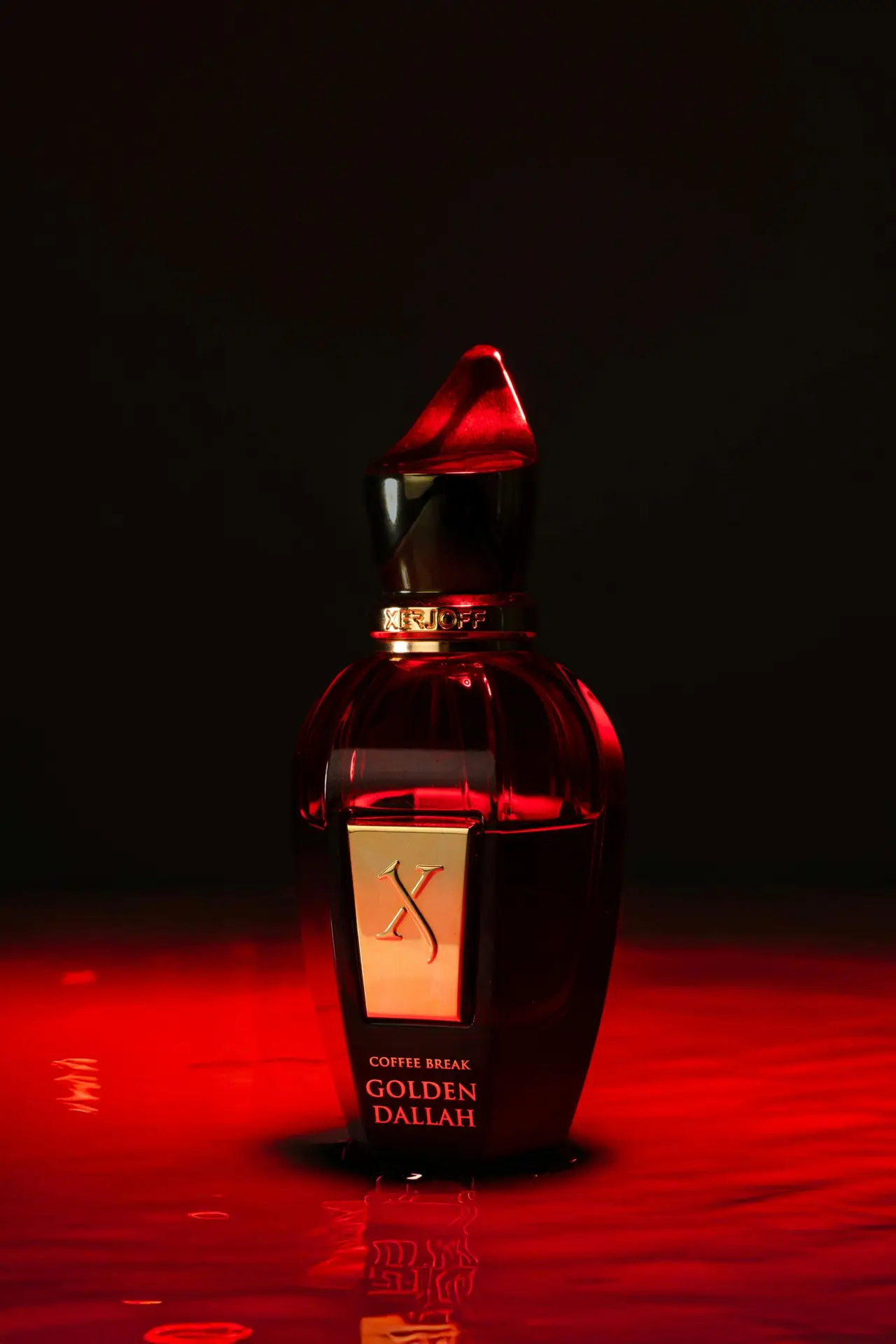 Elegant luxury perfume bottle with opulent golden design, perfect for high-end product shoots.